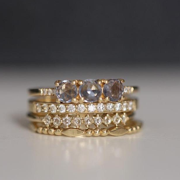 Jennie Kwon Designs :: Gold Marquise Beaded Band size 6