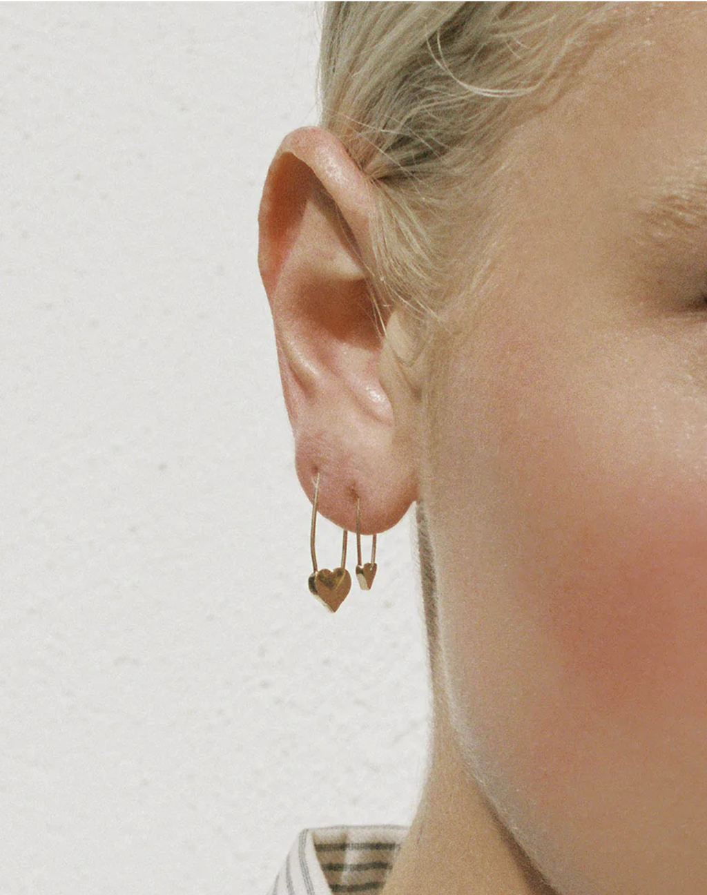 Loren Stewart :: Heart Safety Pin Earring, 14K Yellow Gold SINGLE
