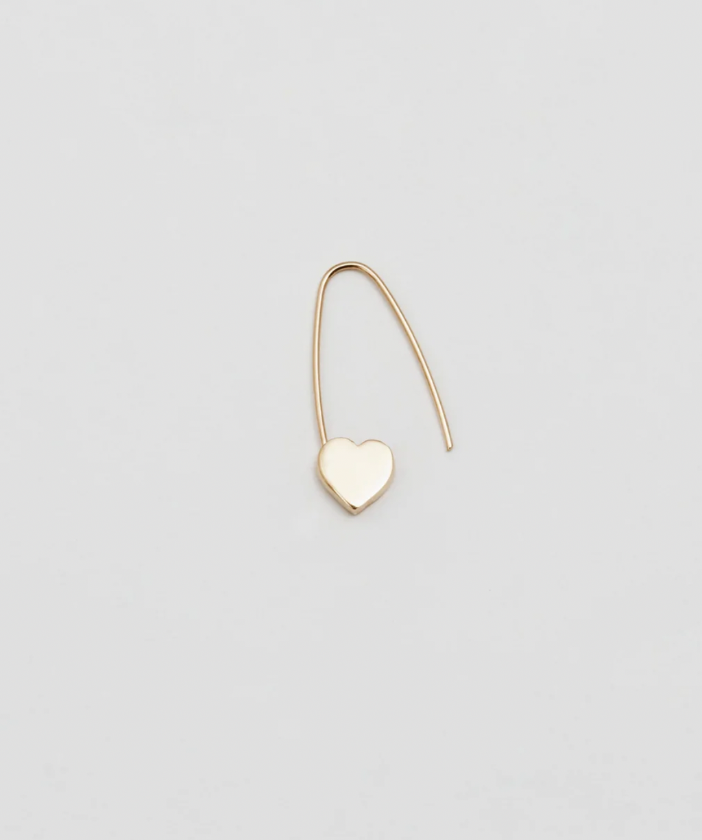 Loren Stewart :: Heart Safety Pin Earring, 14K Yellow Gold SINGLE