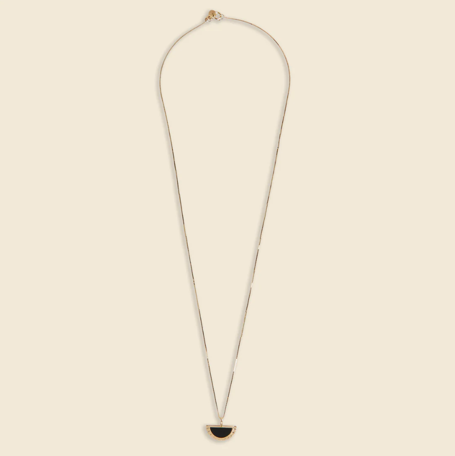 Young In the Mountains :: Selene Necklace, Black Jade 14K 18”