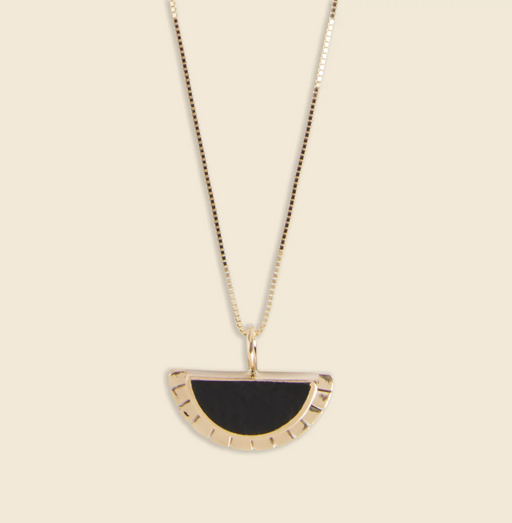 Young In the Mountains :: Selene Necklace, Black Jade 14K 18”