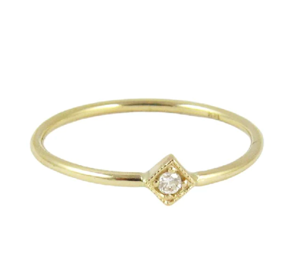 Jennie Kwon Designs :: Diamond Mini Square Ring, Size 3.5
